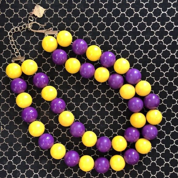 Vintage Fornash Purple  yellow beaded choker - Picture 5 of 5